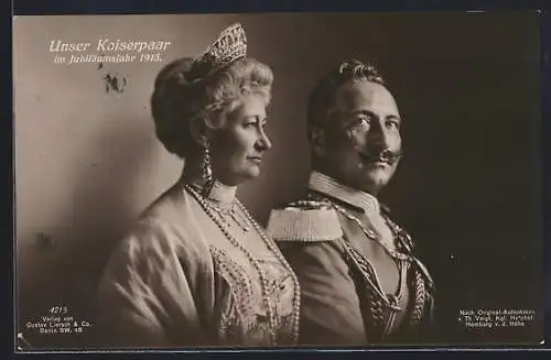 AK Kaiserin Auguste Victoria von Preussen nebst Kaiser Wilhelm II.