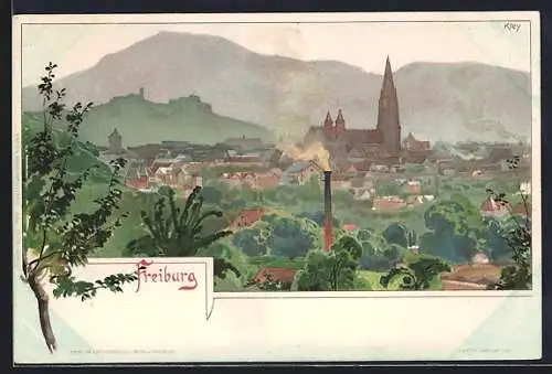 Künstler-AK Heinrich Kley: Freiburg / Breisgau, Blick auf das Münster