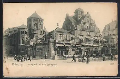 AK München, Lenbachplatz mit Künstlerhaus und Synagoge