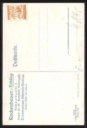 Künstler-AK Döbling, Gasthaus Rockenbauer in der Nusswaldgasse