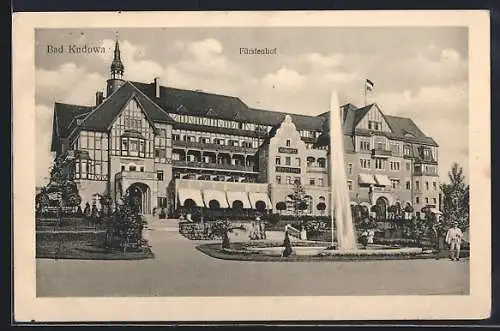 AK Bad Kudowa, Hotel Fürstenhof mit Fontäne