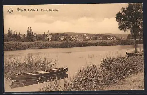 AK Wépion s. Meuse, L`Ile et les villas