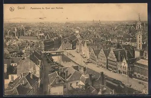 AK Gand, Panorama du Quai aux Herbes