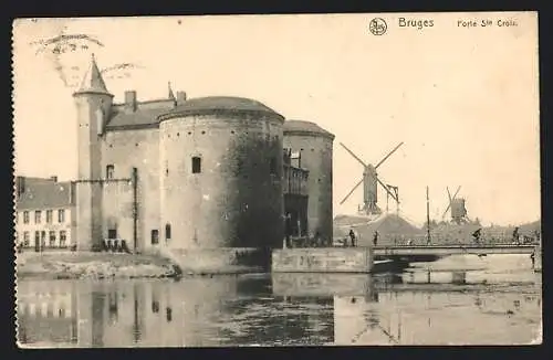 AK Brugge, de Kruispoort mit Windmühlen