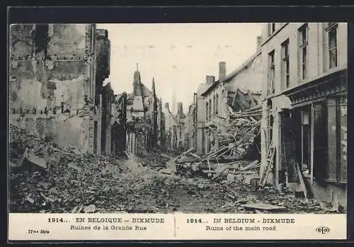 AK Dixmude, Ruines de la Grande Rue 1914