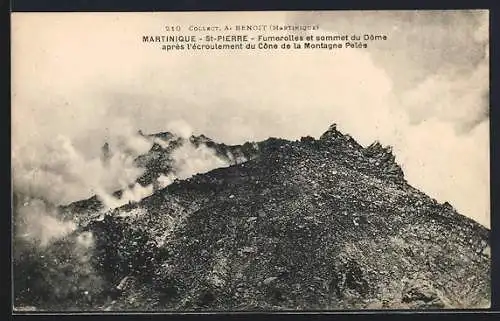 AK St-Pierre, Fumerolles et sommet du Dome après l`écroulement du Cone de la Montagne Pelée