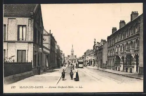 AK Malo-Les-Bains, Avenue Gaspard-Malo, Tramway, Strassenbahn