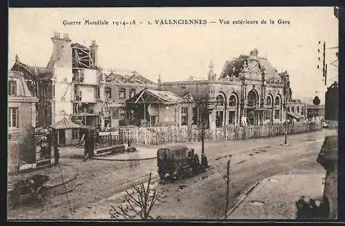 AK Valenciennes, Vue extérieure de la Gare