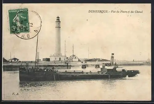 AK Dunkerque, Vue du Phare et du Canal