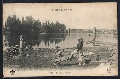 AK Paysage du Centre, Les Lavandiéres, Waschfrauen am Ufer