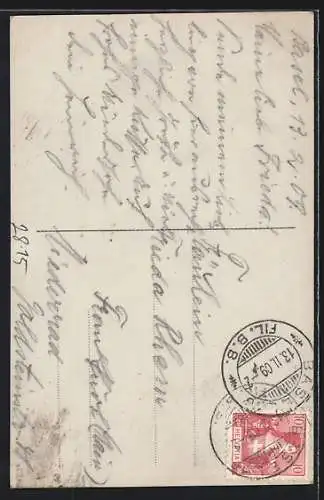 AK Hänsel und Gretel sitzen auf einer Bank im Wald