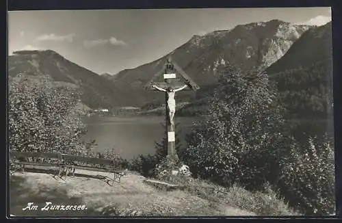 AK Lunzersee, Aussichtspunkt mit Flurkreuz