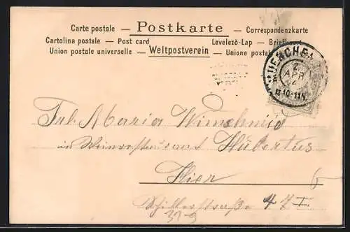 Glitzer-Perl-AK Paar mit Zither und Gitarre