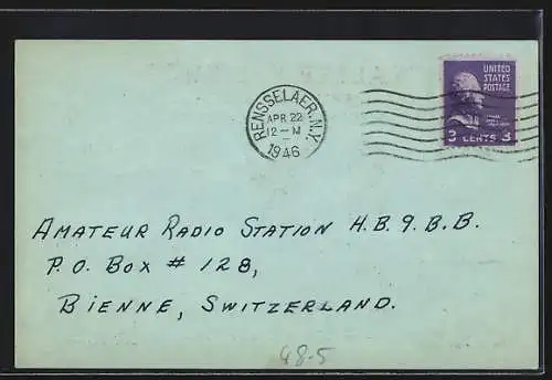 AK Rensselaer, N. Y., Radio HB9BB?, Station SWL, Sender und Empfänger am Radio