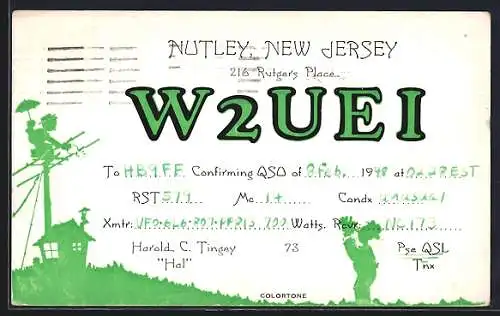 AK Autley, New Jersey, Radio HB9FF, Station W2UEI, Hausantennen-Ausrichtung