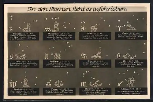 AK In den Sternen steht es geschrieben, Sternzeichen