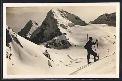 AK Jungfraujoch, Skifahrer beim Aufstieg zur Jungfrau