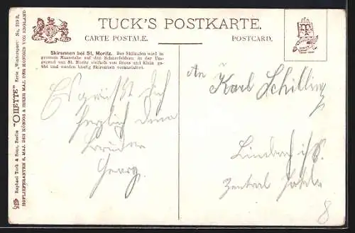 AK St. Moritz, Skiläufer beim Aufstieg