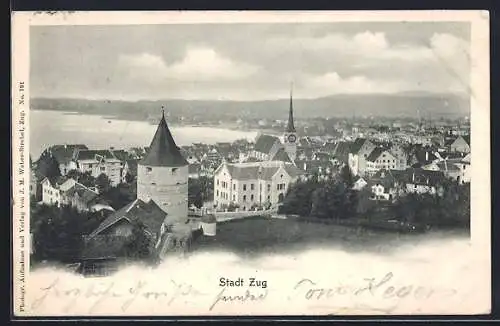 AK Zug, Teilansicht mit Kirche