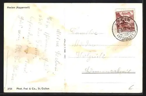 AK Haslen / Appenzell, Panoramablick auf den Ort