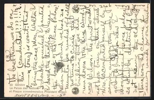 AK Genève, Le Palais des Nations et Plaque commémorative Président Wilson