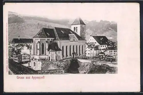 AK Appenzell, Kirche mit Bergen