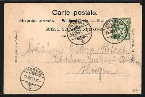 AK Appenzell, Kirche mit Bergen