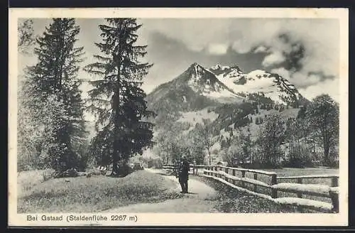 AK Gstaad, Ortspartie mit Staldenflühe