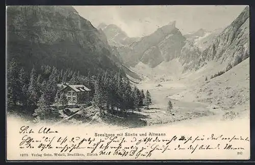 AK Appenzell, Seealpsee mit Säntis und Altmann