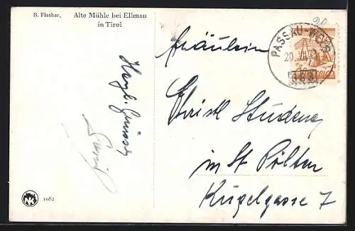 Künstler-AK Ellmau in Tirol, Alte Mühle