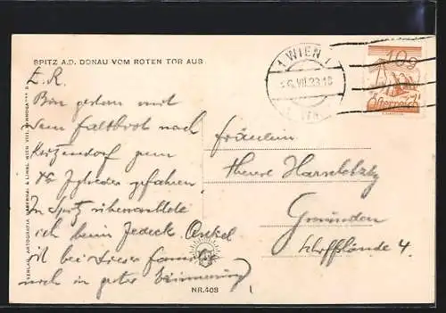 AK Spitz a. d. Donau, Ortschaft vom Roten Tor, Kinder am Bildstock