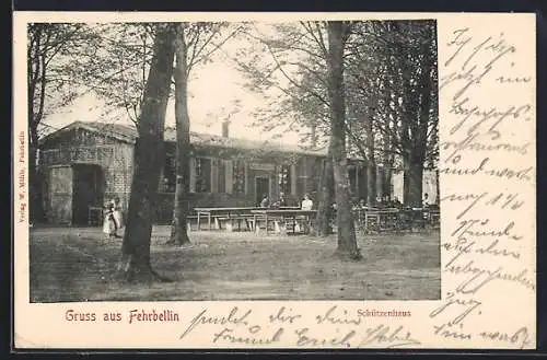 AK Fehrbellin, Gaststätte Schützenhaus, Gartenansicht