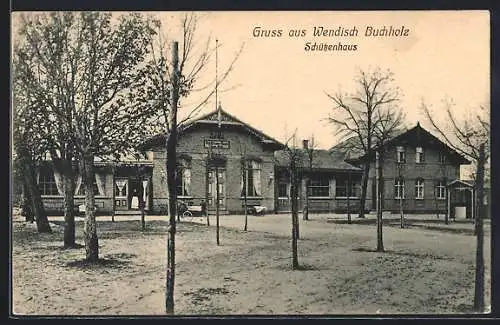 AK Wendisch Buchholz, Gaststätte Schützenhaus, Panorama-Ansicht