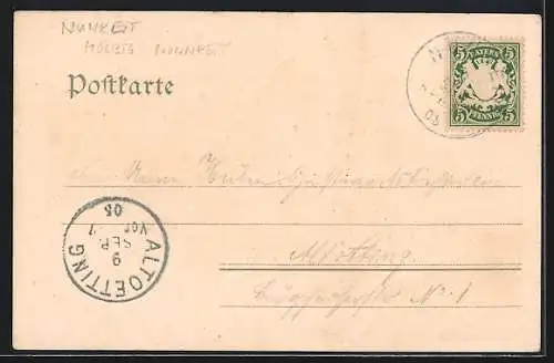 Lithographie Nunreit, Gasthaus, Post- und Telegraphenamt, Ortsansicht