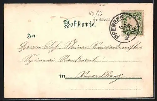 Lithographie Pfersee, Bembergsche Weberei, Krankenhaus, Hauptstrasse