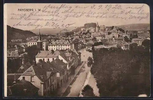 AK Arnsberg i. W., Teilansicht mit Strassenpartie