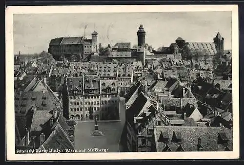 AK Nürnberg, Albrecht Dürer-Platz mit Blick auf die Burg