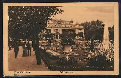 AK Frankfurt-Westend, Palmengarten mit Fontaine