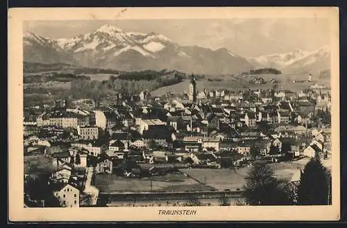 AK Traunstein, Teilansicht mit Bergen