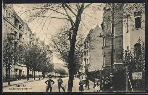 AK Berlin-Südende, Brandenburgischestrasse mit Kindern