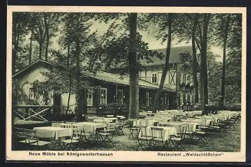 AK Neue Mühle / Königs Wusterhausen, Restaurant Waldschlösschen mit Garten