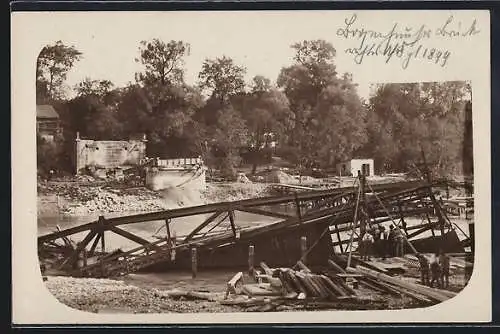 AK München, Bogenhausener Brücke bei Hochwasser 1899