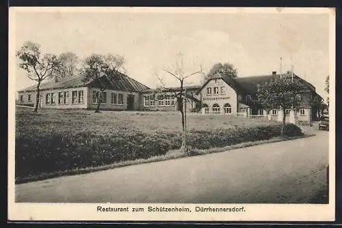 AK Dürrhennersdorf, Restaurant zum Schützenheim mit Strassenpartie