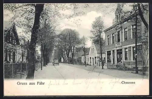 AK Fähr, Chaussee mit Buchbinderei