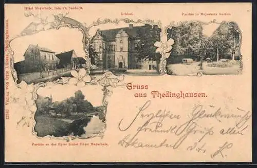 AK Thedinghausen, Hotel Meyerholz, Gartenpartie, Erbhof