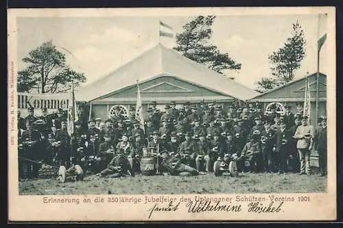 AK Uplengen, 350. Jubiläum des Schützenvereins 1901, Gruppenbild auf dem Festplatz