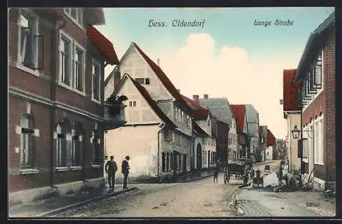 AK Hess. Oldendorf, Langestrasse mit Gebäudezeile