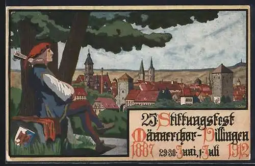 Künstler-AK Villingen / Baden, 25-jähriges Stiftungsfest 1920, Sängerfest