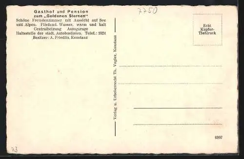 AK Konstanz, Gasthof und Pension zum Goldenen Sternen