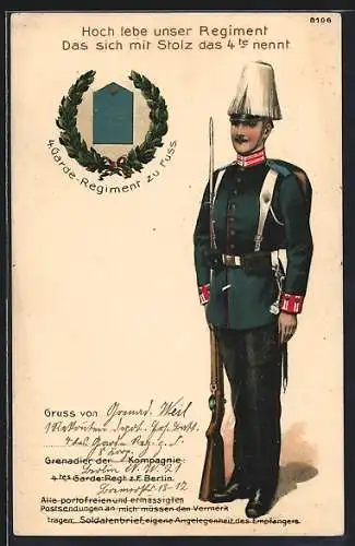 AK Soldat des 4. Garde-Regiment zu Fuss